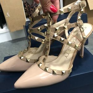 Beautiful nude studded sandals